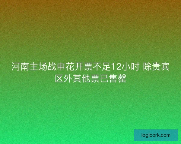 河南主场战申花开票不足12小时 除贵宾区外其他票已售罄 河南主场战申花开票不足12小时 除贵宾区外其他票已售罄