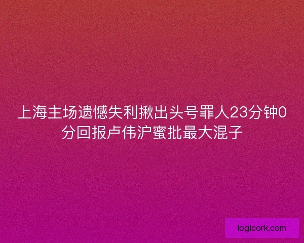 上海主场遗憾失利揪出头号罪人23分钟0分回报卢伟沪蜜批最大混子